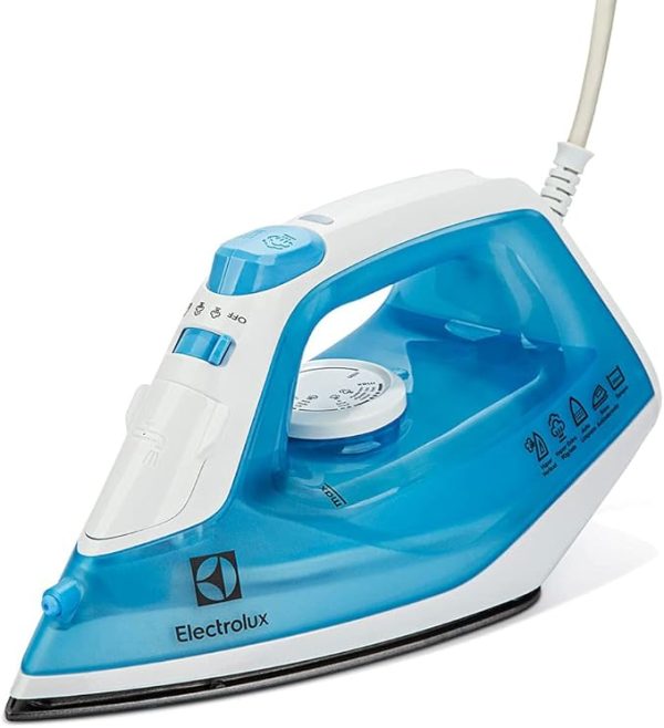 Ferro de passar seco e vapor Electrolux base antiaderente vapor vertical extra anti gotejamento 1200W cabo inteligente 1,65m azul SIE60 127V
