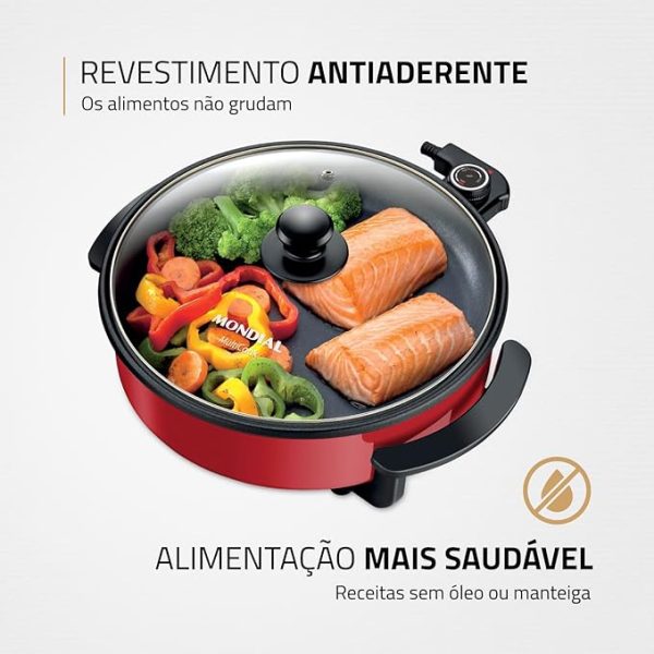 Panela Elétrica Redonda, Mondial, Vermelho, 1200W, 110V